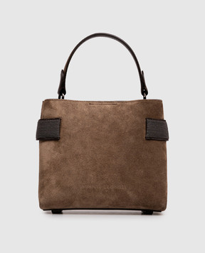 Brunello Cucinelli Коричнева замшева сумка Essence з логотипом MBDLD2499P