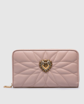 Dolce&Gabbana Рожевий шкіряний гаманець Devotion з намистинами BI0473AV967
