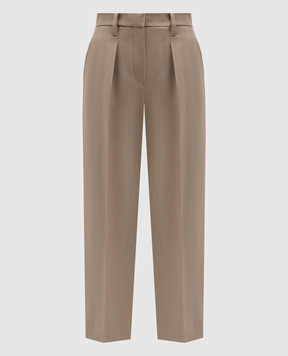 Brunello Cucinelli Бежевые брюки с шерстью с цепочкой мониль MP580P8562