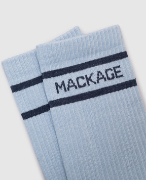 Mackage Блакитні шкарпетки BARRY з візерунком логотипа BARRY