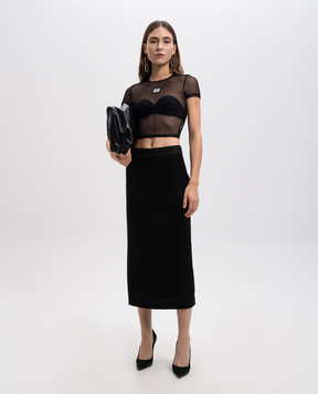 Versace Jeans Couture Черный топ с сеткой с нашивкой логотипа 77HAH6A2J0035