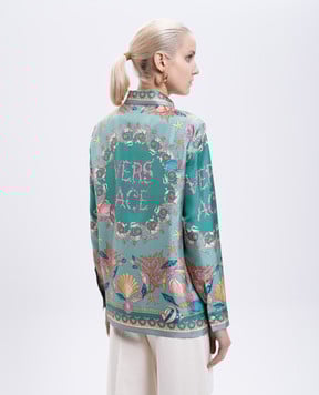 Versace Зелена блуза із шовку Underwater Barocco 10013601A14746