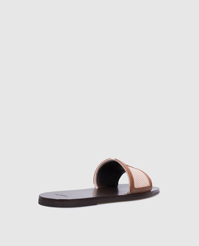 Valentino Коричневые комбинированные шлепанцы Viva Superstar Slide 6W2S0LK2JHB