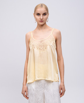Twinset Жовтий топ з мереживом 251TP2371