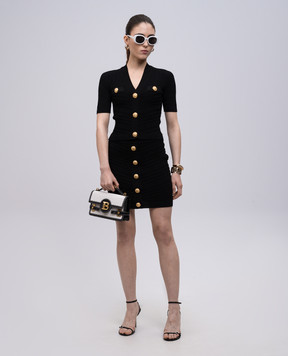 Balmain Чорна спідниця міні у візерунок EF0LB039KI42