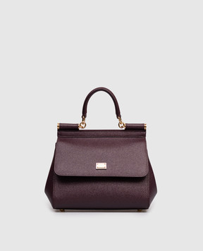 Dolce&Gabbana Фиолетовая кожаная сумка Sicily с логотипом BB6003B1001