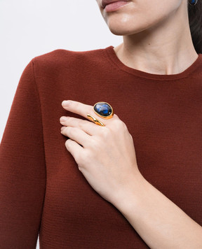 House of Fou Золотиста каблучка Fin Tulip Cosmos з позолотою WITHAFIN