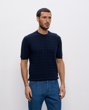 Kiton Синя футболка з тканим візерунком UMK0460