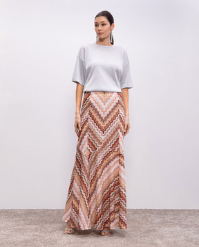 Missoni Коричнева спідниця максі в брендовий візерунок з люрексом DS25SH0FBR00ZV