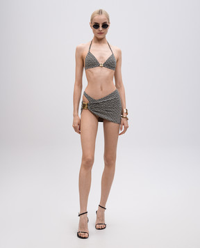 Balmain Черное парео в брендовый принт PB BKG402200
