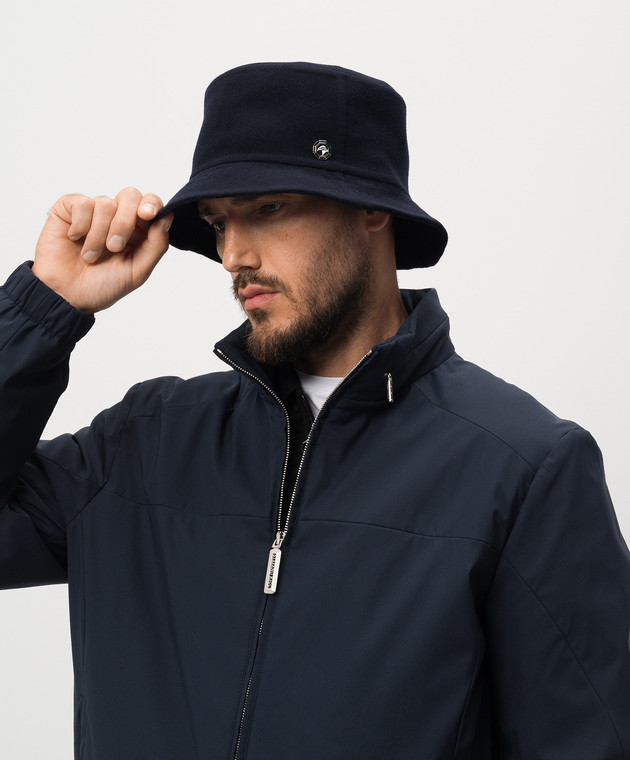 Stefano Ricci Синяя панама из шерсти с металлической эмблемой в виде головы орла MCV4300040W0001P изображение 2