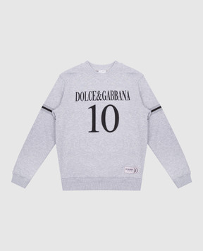 Dolce&Gabbana Дитячий сірий світшот з принтом логотипа L4JWKTG7O4W
