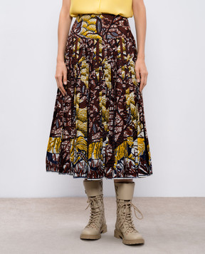 Christian Dior Коричнева спідниця-плісе в принт Sauvage Toile de Jouy 011J50A3866