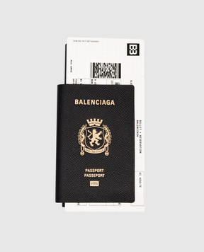 Balenciaga Черный кожаный кошелек Passport 1 Ticket 7877742AA3R