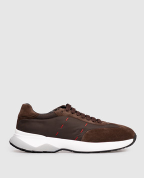 Kiton Коричневі комбіновані кросівки з логотипом USSA374N01333