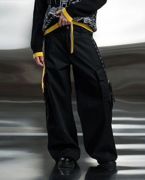 Off-White Черные брюки с ремешками OMCF040S24FAB001