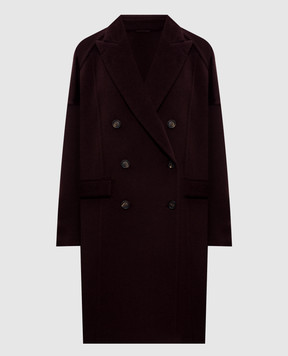 Brunello Cucinelli Бордове двобортне пальто з кашеміру MD5039677P
