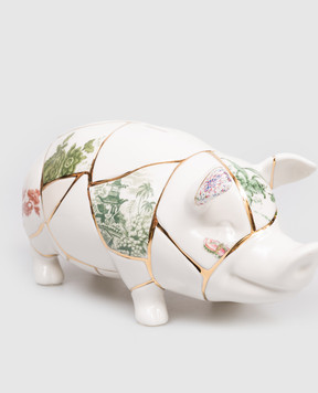 SELETTI Біла порцелянова копілка Kintsugi з позолотою 24 карат 09942