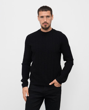 Balmain Чорний джемпер в брендовий візерунок FH1KF096KI63