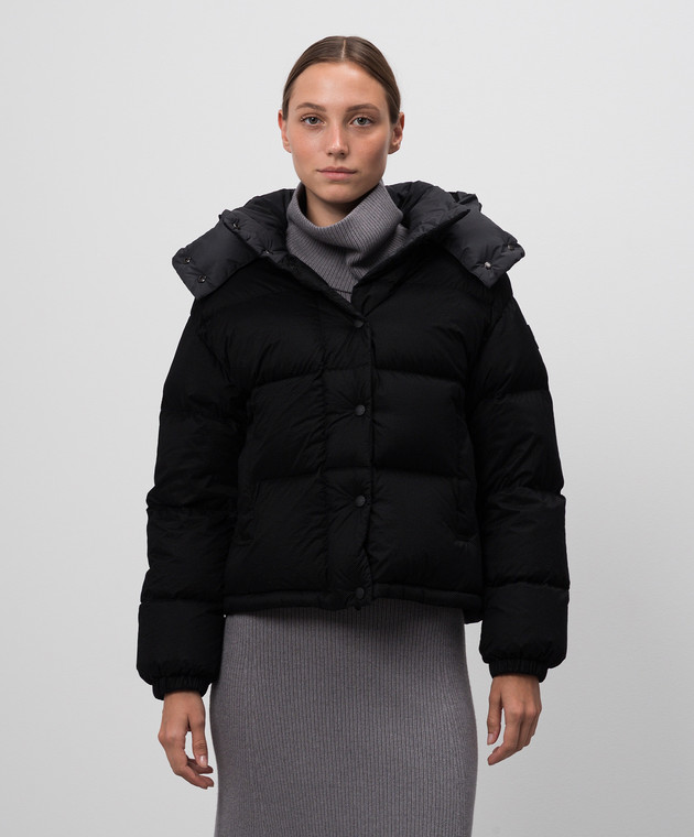 Moncler - Черная пуховая куртка Ettore в фактурную полоску