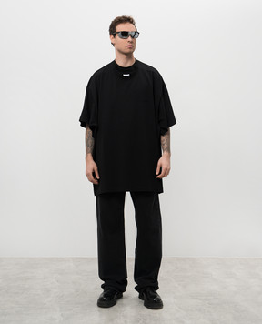 Vetements Черная футболка двойной конструкции с логотипом UA66TR635B
