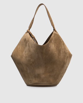 Khaite Коричнева замшева сумка Lotus з логотипом HAITEBAG