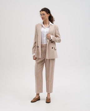 Brunello Cucinelli Бежевые вельветовые брюки с цепочкой мониль из эколонуни MP576P8562
