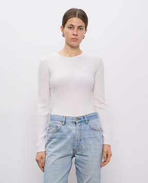 Allude Білий джемпер з кашеміру в рубчик 25511142