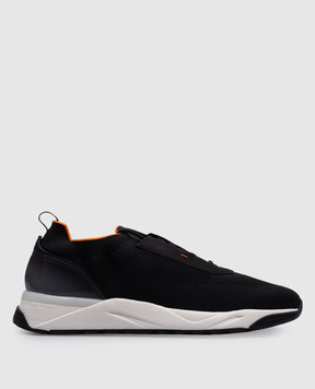 Santoni Чорні кросівки зі шкіряними вставками MBIO21601BINNHOD