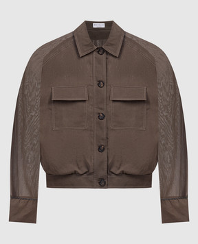 Brunello Cucinelli Куртка цвета хаки с цепочкой мониль MH911EM626