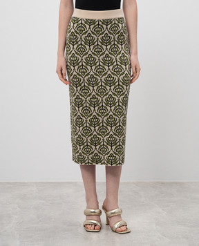 Max Mara Weekend Бежева спідниця міді LENA у візерунок LENA