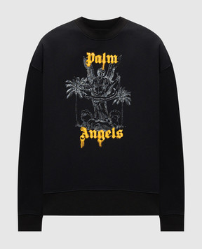 Palm Angels Черный свитшот PORTRAIT PENCIL с принтом PMBA026F24FLE006