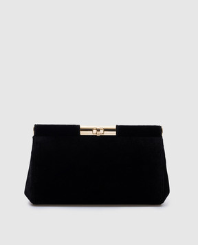 Dolce&Gabbana Черный бархатный клатч Marlene с гравировкой логотипа BB7620A4195