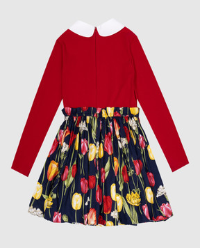 Dolce&Gabbana Дитяча червона сукня з квітковим принтом L5JD8XG7NMJ812