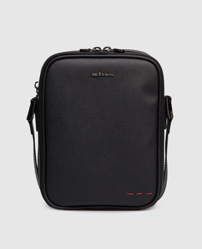 Kiton Чорна шкіряна сумка з фактурним логотипом UBA0112N01269