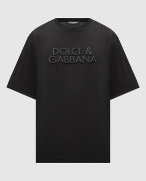 Dolce&Gabbana Чорна футболка з фактурним тисненням логотипа G8PN9ZG7NWN