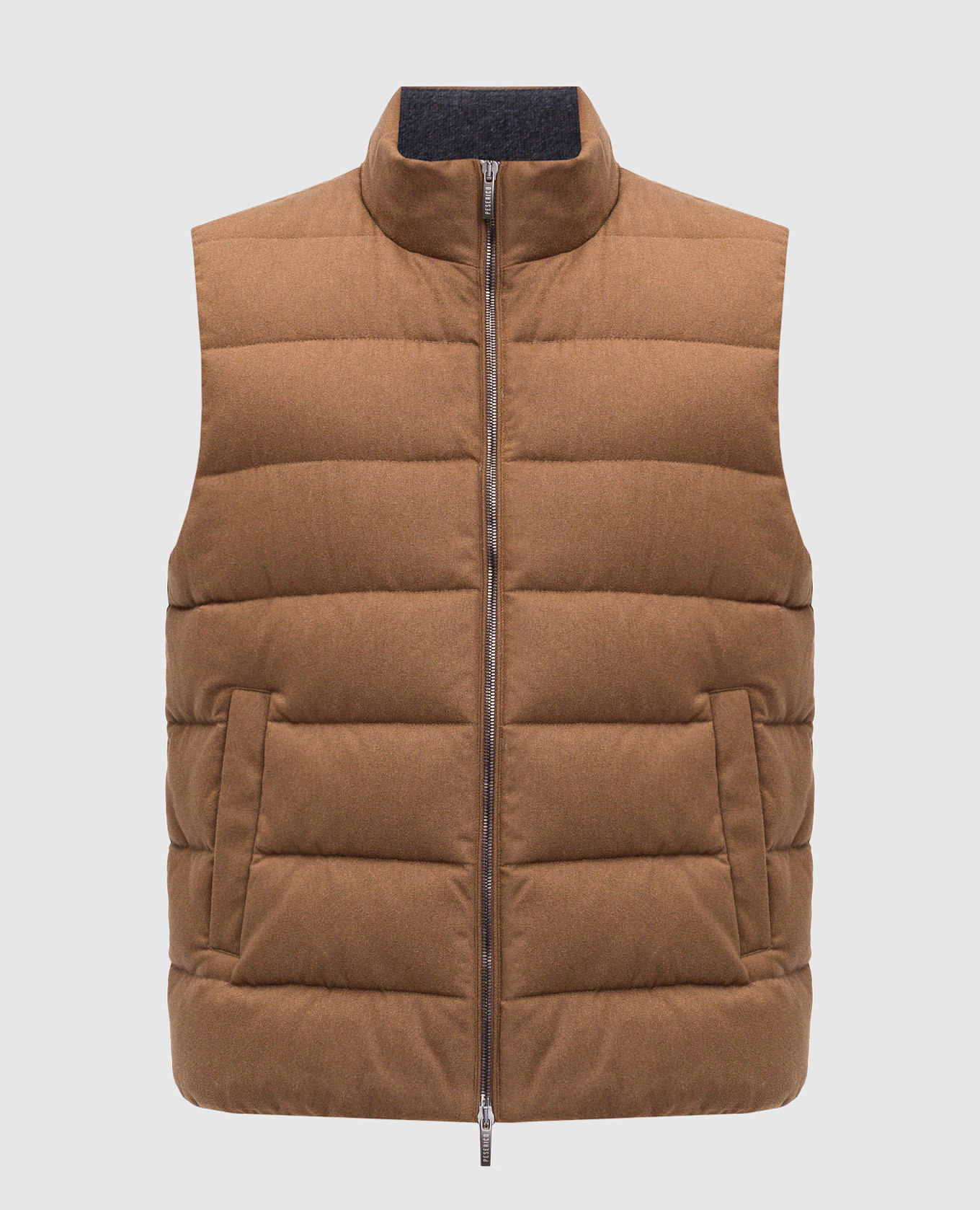 

Коричневый стеганый пуховый жилет с кашемиром, Верхняя одежда