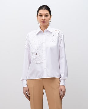 Ermanno Scervino Біла сорочка з квітковою аплікацією D462K391BQP