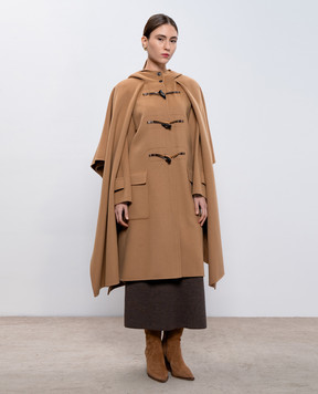 Max Mara Weekend Бежевое пальто из шерсти с пончо NICO