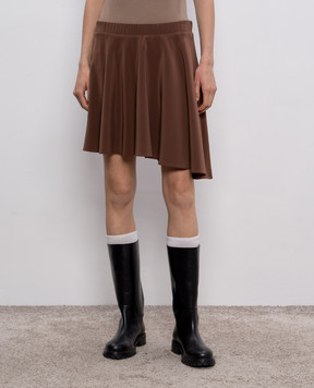 Brunello Cucinelli Коричневая юбка мини из шелка M0F51G2243