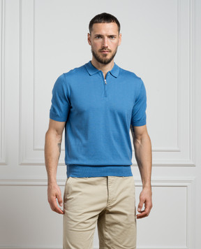 Cashmere&Whiskey Голубое поло с шелком и кашемиром FS05