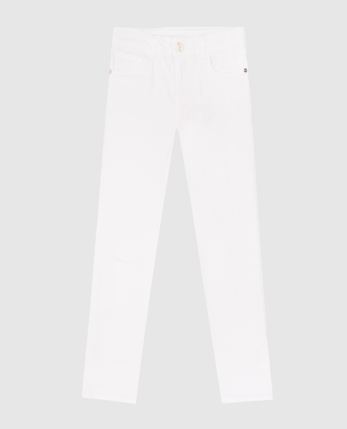 

Детские белые джинсы скини с вышивкой., Белый, Джинсы