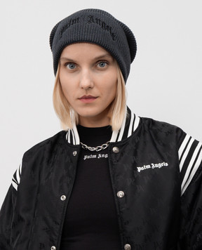 Palm Angels Сіра шапка з вовною з вишивкою логотипа PWLC015F25KNI002