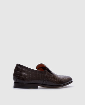 Santoni Коричневые лоферы из кожи крокодила MCWI12146