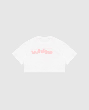 Off-White Дитяча біла укорочена футболка з принтом логотипа OGAA019S25JER001