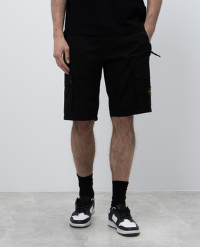 Stone Island Черные шорты-карго с логотипом K1S15L100011S0010