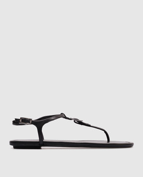 Stuart Weitzman Черные кожаные сандалии GEORGIE T-STRAP SL049