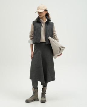 Brunello Cucinelli Серый пуховый жилет с шерстью с цепочкой мониль M0W077855P