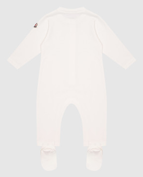 Moncler ENFANT Дитячий білий комбінезон з нашивкою логотипа K19518L00001899AR