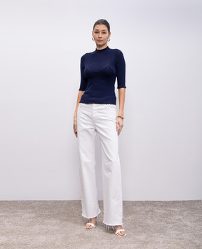 Twinset Синій топ з металевою емблемою логотипа 251TP3011